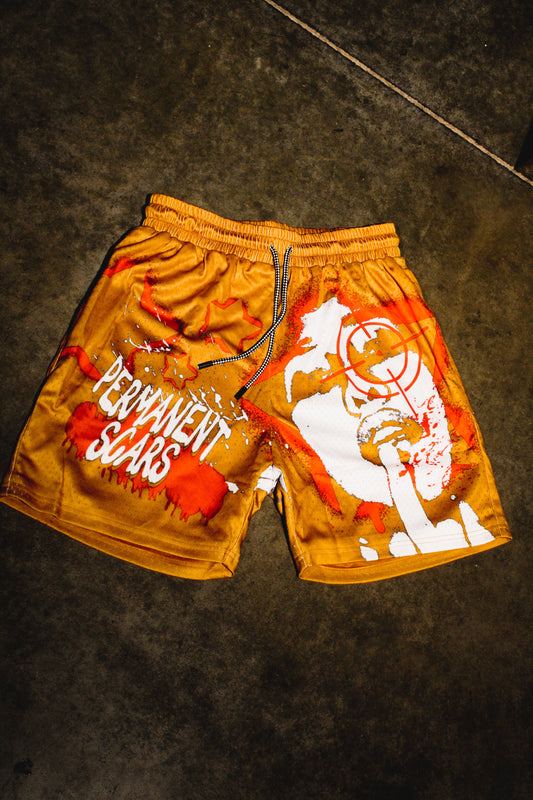Burnt Orange Mesh Shorts