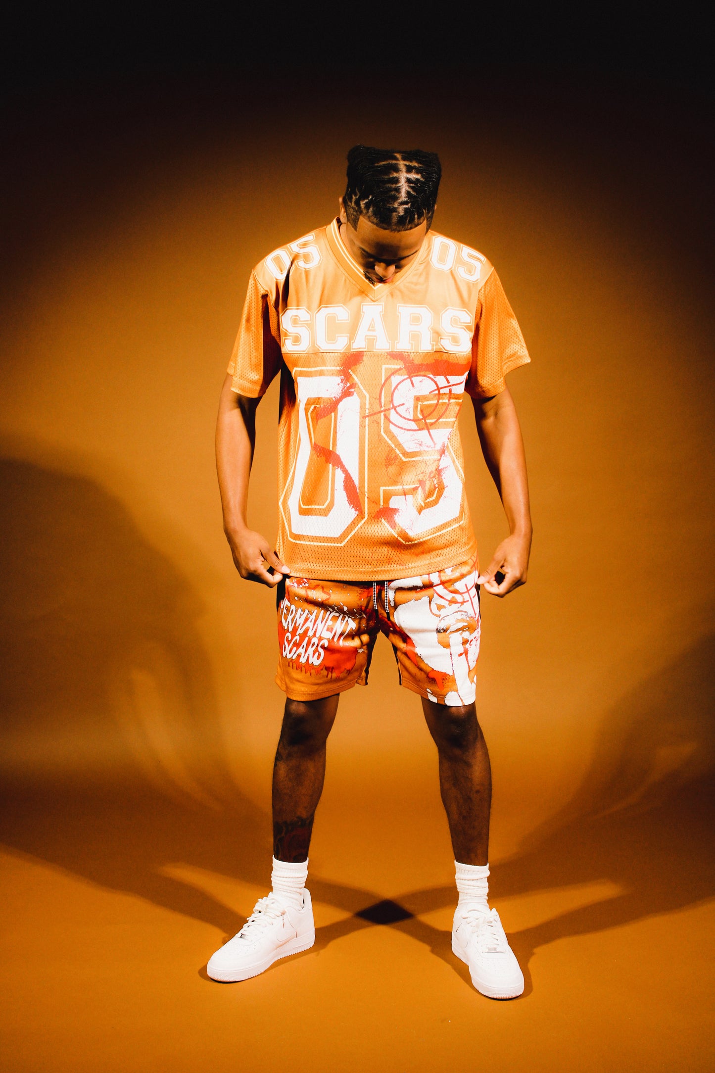 Burnt Orange Mesh Shorts